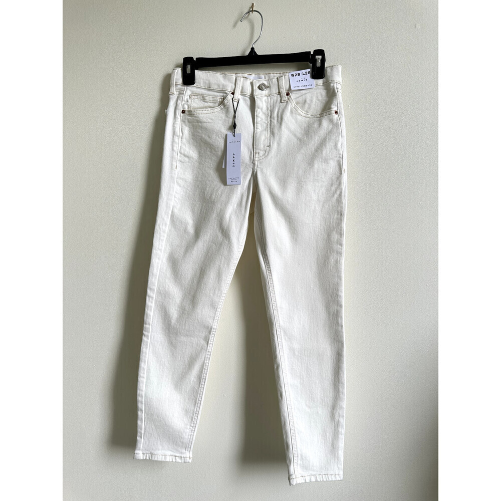 Topshop Jamie High Waist Ankle Skinny Jeans In Off White Size Petite W28 x L28